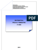 Prova de Matemática 2º Bimestre 4º Ano