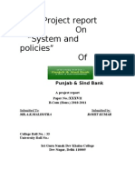 Project Report On "System and Policies" Of: Punjab & Sind Bank