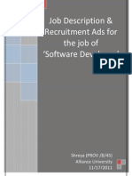 Job Description & Recruitment Ads For The Job of Software Developer'