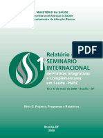 Relatorio Do 1º Seminário Internacional de Práticas Integrativas e Complementares