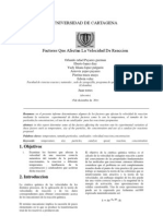 Factores Que Afectan La Velocidad de Reaccion