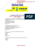 Allahabad Bank Clerk Exam 2008 (Computer General Awareness)