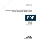 NIST Technical Evaluation, Testing, and Validation of The Usability of Electronic Health Records