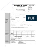 Reliance Bank Accout Opening Form