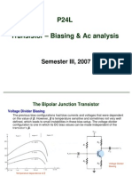 P24L Transistor - Biasing & Ac Analysis: Semester III, 2007