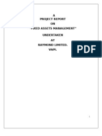 A Project Report ON "Fixed Assets Management" Undertaken AT Raymond Limited. Vapi