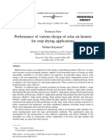 Performance of Various Design of Solar Air Heaters For Crop Drying Applications