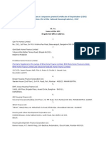 List of Housing Finance Companies Granted Certificate of Registration