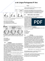 Avaliação de Língua Portuguesa 8º Ano