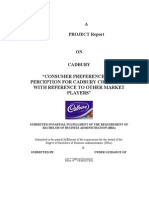 Consumer Preference and Perception For Cadbury Chocolate With Reference To Other Market Players