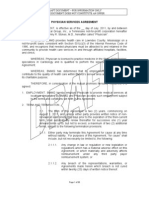 Physician Services Agreement: Draft Document - For Information Only This Document Does Not Constitute An Offer