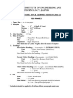 Tour Report Format