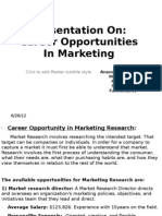 Presentation On: Career Opportunities in Marketing: Click To Edit Master Subtitle Style