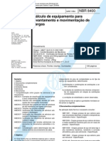 ABNT NBR 8400 Cálculo para Equipamento de Levantamento e Movimentação de Cargas