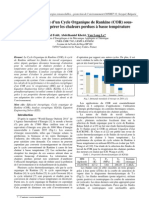 Analyse Exergétique D'un Cycle Organique de Rankine (COR) Sous-Critique Pour Récupérer Les Chaleurs Perdues À Basse Température