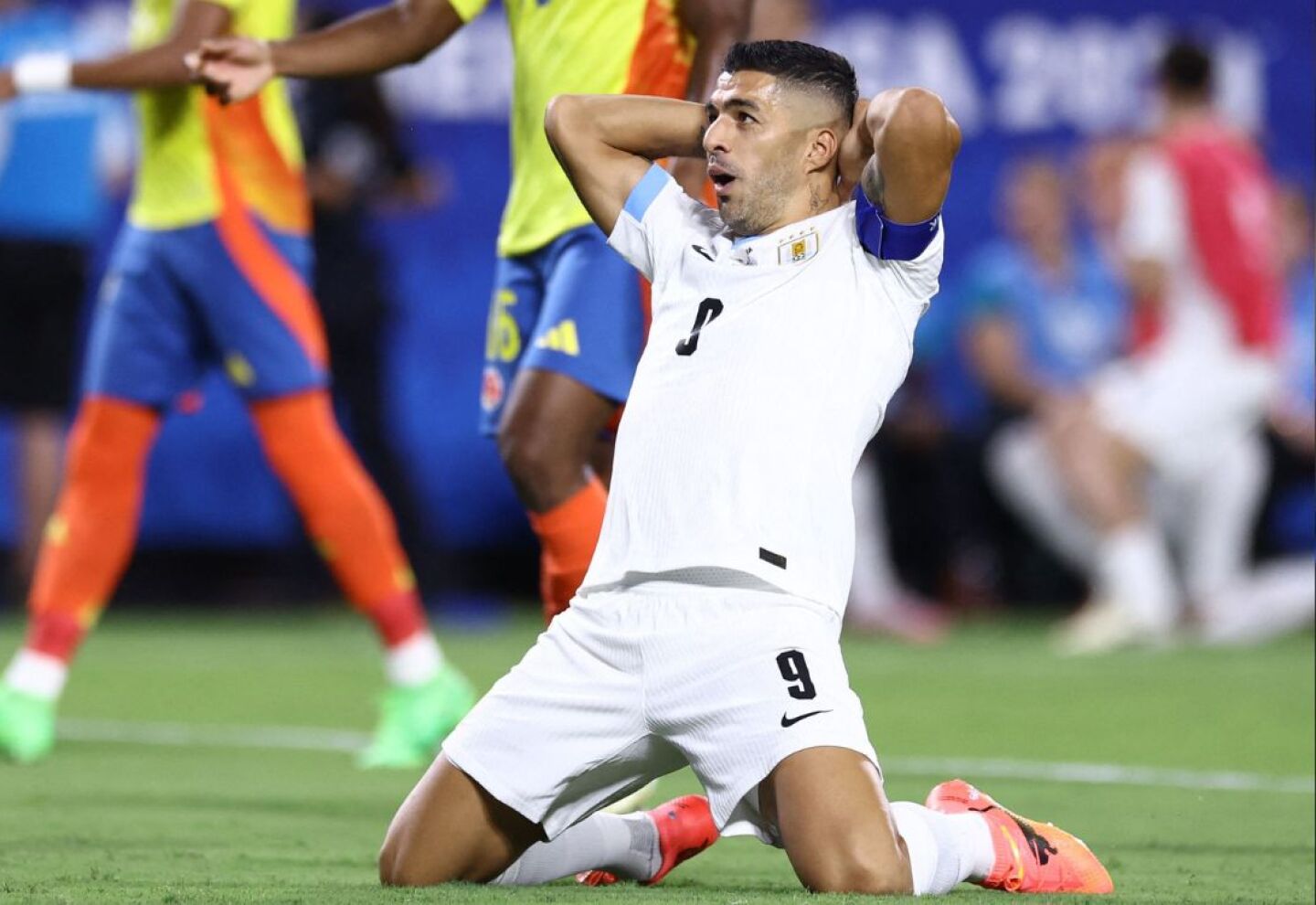 Luis Suárez en el partido entre Uruguay y Colombia por la Copa América.