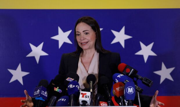 Conferencia de María Corina Machado. Foto: Pedro Rances Mattey / AFP