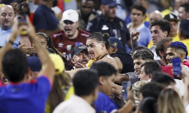 Incidentes entre hinchas colombianos, familiares de jugadores y futbolistas de Uruguay en la Copa América. 