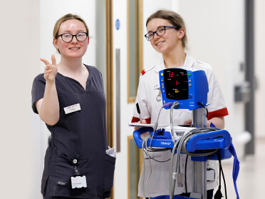 Nurses walking in hallway