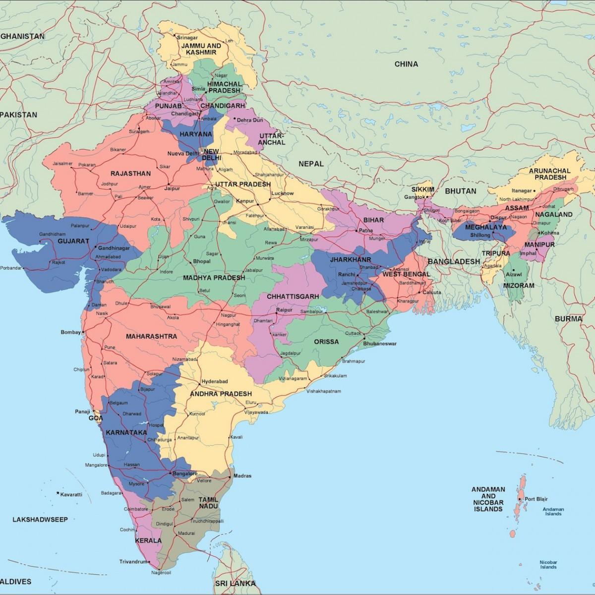 India Map With Regions