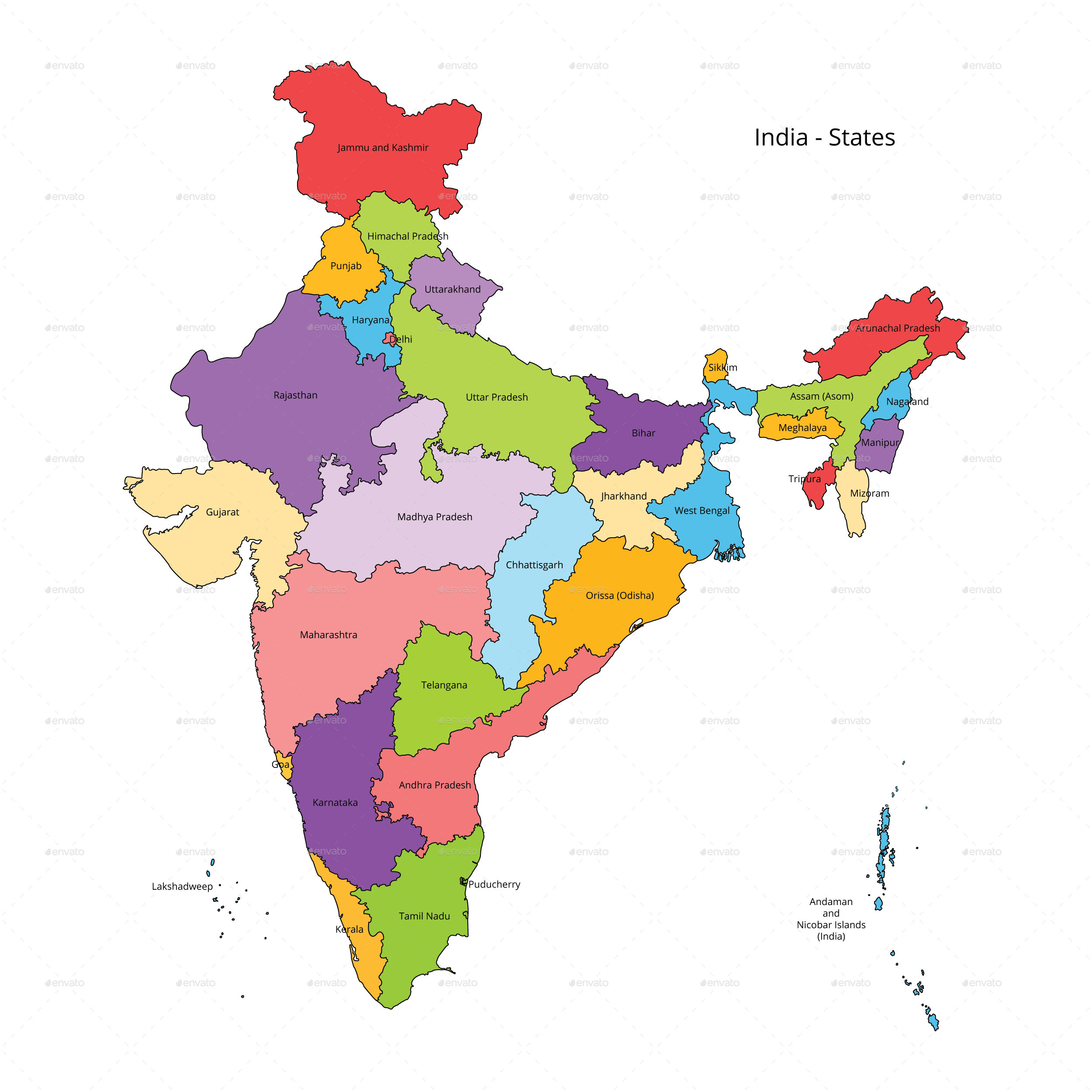 Large Map Of India