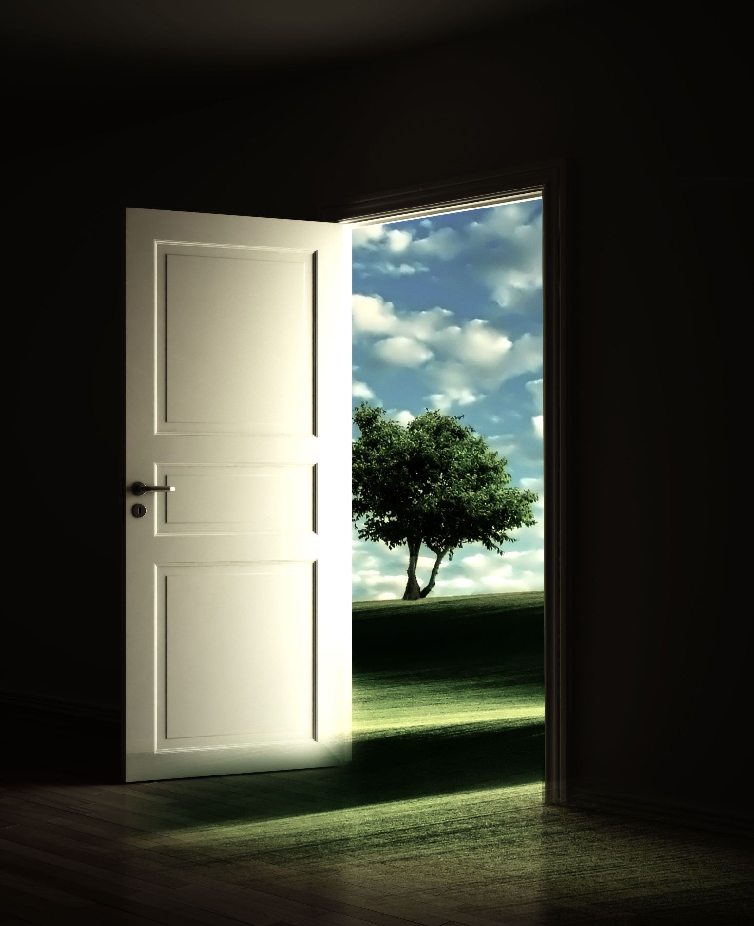 Awesome Open Door Design U Art Kresba Pic Of Dark Empty Room With ...