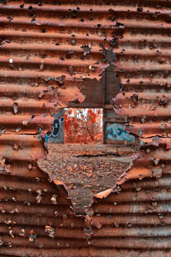 Autumn Power House Decay - Blood Red HDR