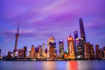 Illuminated Buildings at Dusk