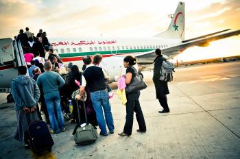 Passenger boarding plane