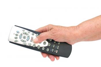 remote control in hand isolated