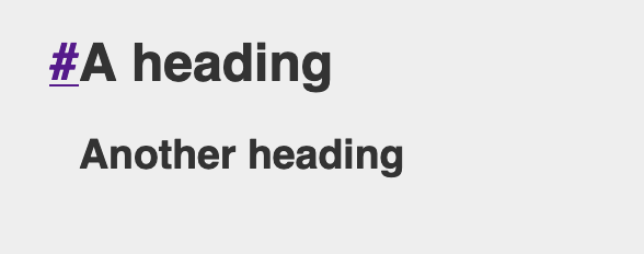 A pound symbol appears to the left of a hovered heading.