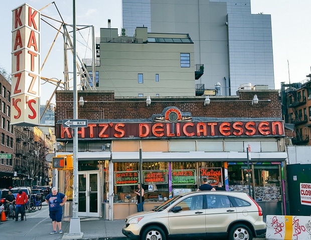 photo of the outside of Katz's Deli