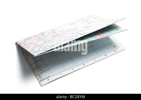 Folded Paper Street Map Stock Photo