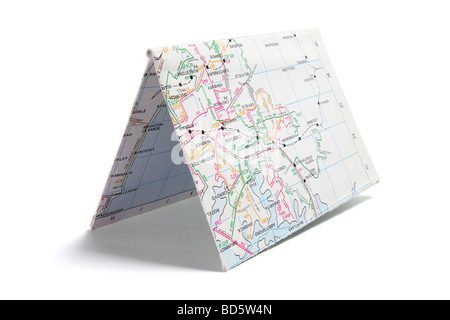 Folded Paper Street Map Stock Photo