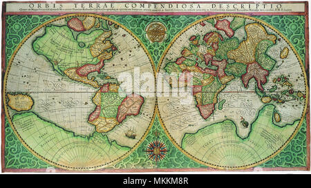 Old World Map 1587 Stock Photo