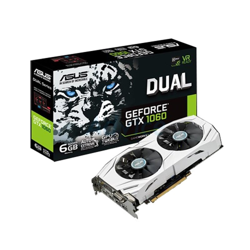 การ์ดจอ/VGA Asus Gtx 1060 6gb oc ddr5 ต่อไฟเลี้ยง6pin มือ2 มีกล่องครบ