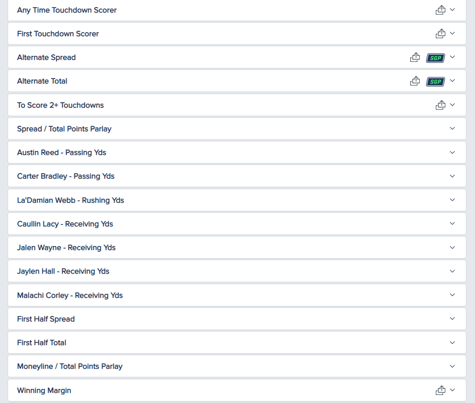 FanDuel prop bets for college football