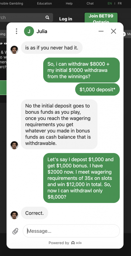 Casino bonus withdrawal limit confirmation