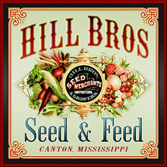 Hill Bros Seed and Feed Image using LHF Old Tom Font