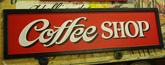 Coffee Shop Sign image using LHF Prentice Font