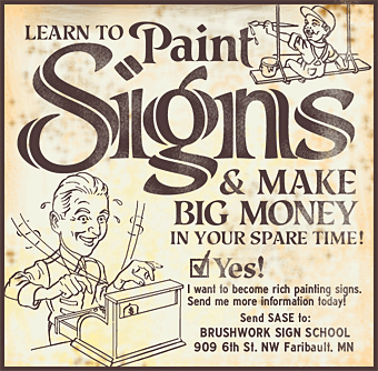 Brushwork Sign School image using LHF Prentice Font