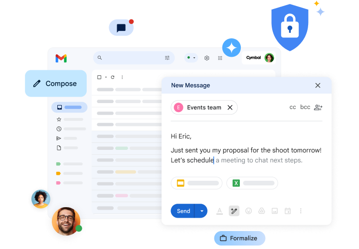 Gemini dans Gmail suggère une réponse à un e-mail.