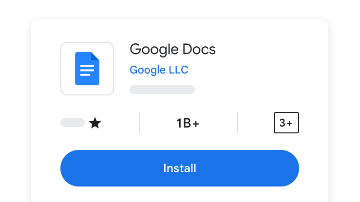 Pantalla de instalación de la aplicación Documentos de Google