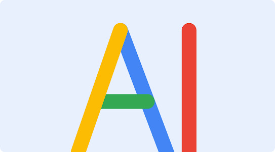 The phrase AI illustrated with Google colors.