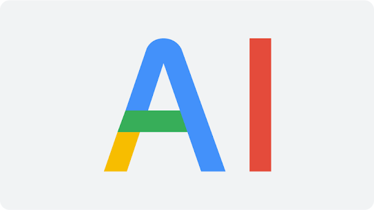 The phrase "AI" illustrated with Google colors.