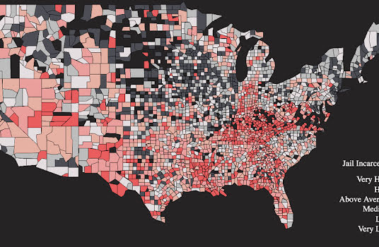 Map of the United States showing color-coded data.