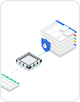 Imagem com uma pilha de páginas da Web na nuvem. Na frente dela, há um cadeado fechado. Da pilha, sai uma linha que se conecta a um chip de computador, do chip sai outra linha que se conecta a uma planilha