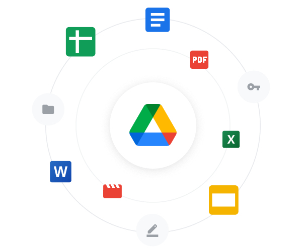 Un nuage de logos de produits Google Workspace populaires