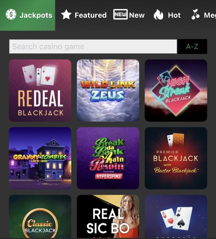 Some of the top Bet99 Casino Tab Categories/Games