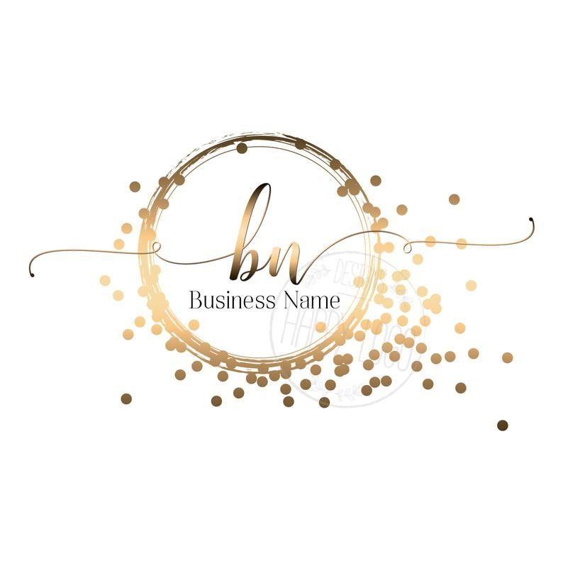 Glitter Logo - Custom Logo design, gold glitter circle logo, glitter confetti watermark,  beauty logo, photography signiature monogram logo design